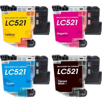 Kompatibles Set 4 x Druckerpatrone für Brother LC-521
